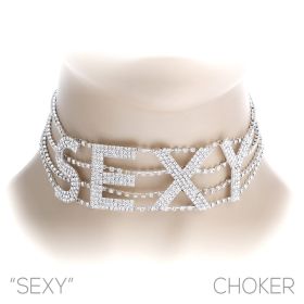 Rhinestone Sexy Statement choker-Sil