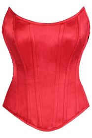 Top Drawer Red Satin Steel Boned Overbust Corset w/Side Zipper (size: 6X)