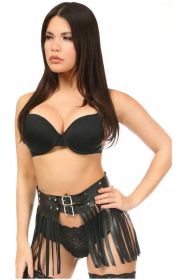 Black Vegan Leather Fringe Mini Skirt (size: small)