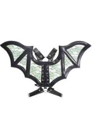 Black/Green Faux Leather & Lace Wing Harness (size: Regular)