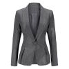Women's 2 Piece Suit One Button Plaid Suit Long Sleeve Business Suit