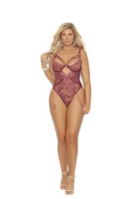 Noble Cutout Diamond One-In Design With Flattering Open Back Allure  Set (Color: Rose Wine, size: 2X)