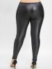 Plus Size High Stretch Faux Leather Leggings; Women's Sexy Solid Color Skinny Bottoms