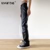 Women's Pu Leather Basic Pants High Waist Slim Harem Trousers Straight Vintage Female Pant 2021 Autumn Casual Streetwear Bottoms