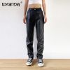 Women's Pu Leather Basic Pants High Waist Slim Harem Trousers Straight Vintage Female Pant 2021 Autumn Casual Streetwear Bottoms