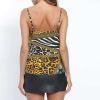 Hot Fashion Leopard Lace Stitching V-neck Halter Shirt Women's Clothing