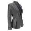 Women's 2 Piece Suit One Button Plaid Suit Long Sleeve Business Suit