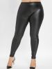 Plus Size High Stretch Faux Leather Leggings; Women's Sexy Solid Color Skinny Bottoms