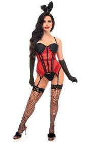 Lavish 4 PC Red/Black Sexy Bunny Lingerie Costume (size: XSmall)