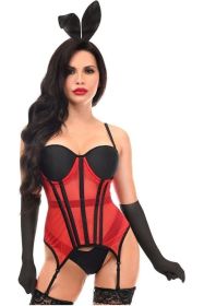 Lavish 4 PC Red/Black Sexy Bunny Lingerie Costume (size: medium)