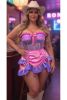 Top Drawer 2 PC Steel Boned Purple/Pink Mesh Underwire Bustier Corset & Skirt Set