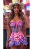 Top Drawer 2 PC Steel Boned Purple/Pink Mesh Underwire Bustier Corset & Skirt Set