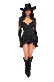 Top Drawer 4 PC Premium Black Suede Fringe Cowgirl Corset Costume (size: XSmall)
