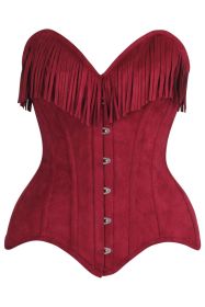 Top Drawer 4 PC Premium Red Suede Fringe Cowgirl Corset Costume (size: small)