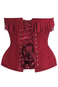 Top Drawer 4 PC Premium Red Suede Fringe Cowgirl Corset Costume (size: large)